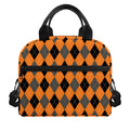 Orange Black And Grey Argyle Print Insulated Lunch Bag