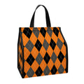 Orange Black And Grey Argyle Print Insulated Lunch Tote