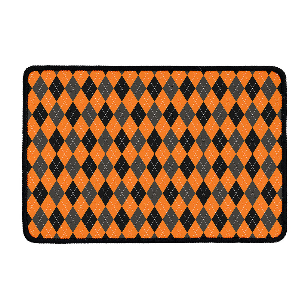 Orange Black And Grey Argyle Print Kitchen Mat
