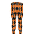 Orange Black And Grey Argyle Print Men's Leggings
