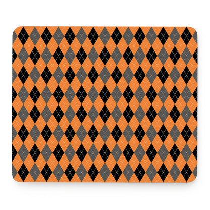 Orange Black And Grey Argyle Print Mouse Pad