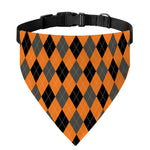 Orange Black And Grey Argyle Print Over The Collar Dog Bandana