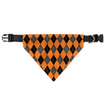 Orange Black And Grey Argyle Print Over The Collar Dog Bandana