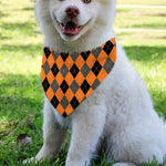 Orange Black And Grey Argyle Print Over The Collar Dog Bandana