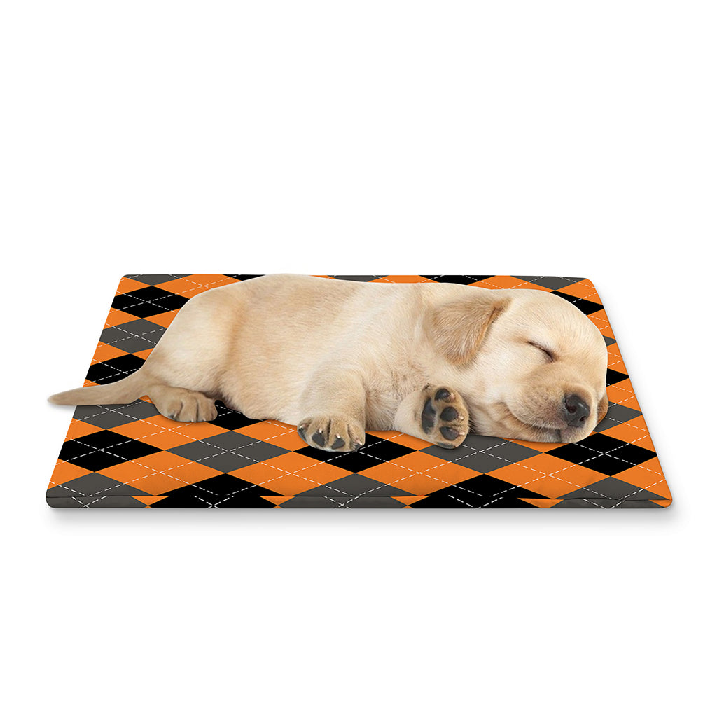Orange Black And Grey Argyle Print Pet Cooling Mat Cover