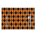 Orange Black And Grey Argyle Print Placemat