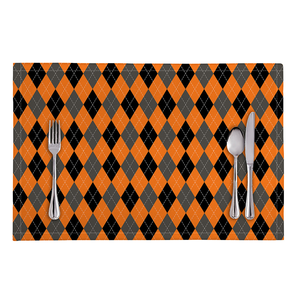 Orange Black And Grey Argyle Print Placemat