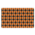 Orange Black And Grey Argyle Print Polyester Doormat