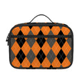 Orange Black And Grey Argyle Print Portable Lunch Bag