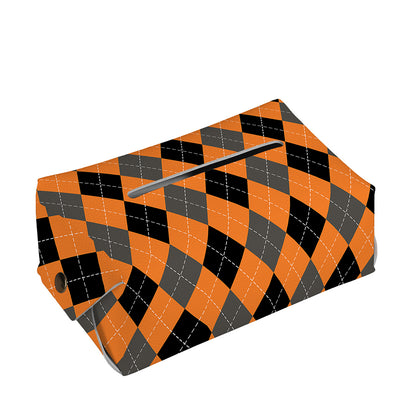 Orange Black And Grey Argyle Print Rectangle Tissue Box Cover