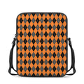 Orange Black And Grey Argyle Print Rectangular Crossbody Bag