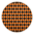 Orange Black And Grey Argyle Print Round Blanket
