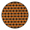 Orange Black And Grey Argyle Print Round Floor Mat