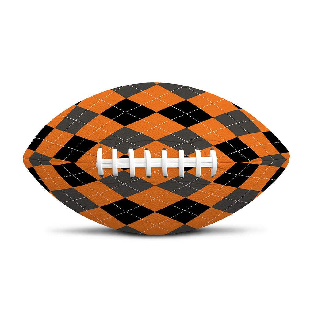 Orange Black And Grey Argyle Print Rugby Ball