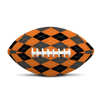 Orange Black And Grey Argyle Print Rugby Ball
