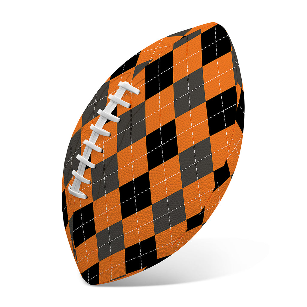 Orange Black And Grey Argyle Print Rugby Ball