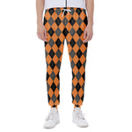 Orange Black And Grey Argyle Print Scuba Joggers