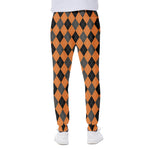 Orange Black And Grey Argyle Print Scuba Joggers