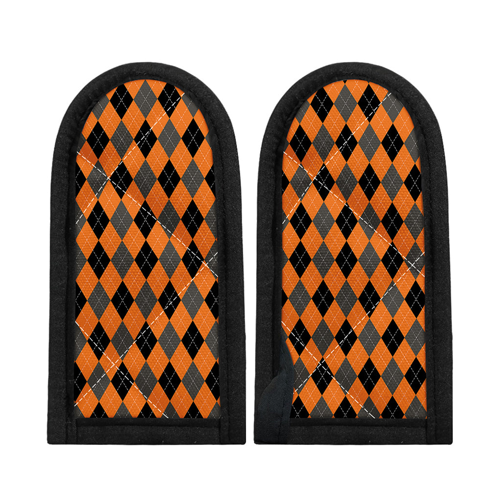 Orange Black And Grey Argyle Print Skillet Handle Cover