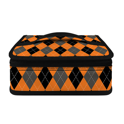 Orange Black And Grey Argyle Print Small Lunch Bag