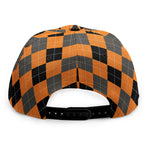 Orange Black And Grey Argyle Print Snapback Cap