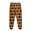 Orange Black And Grey Argyle Print Sweatpants