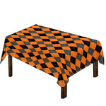 Orange Black And Grey Argyle Print Tablecloth