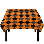 Orange Black And Grey Argyle Print Tablecloth