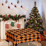 Orange Black And Grey Argyle Print Tablecloth