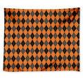 Orange Black And Grey Argyle Print Tapestry