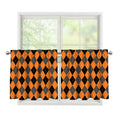 Orange Black And Grey Argyle Print Tier Curtains