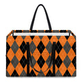 Orange Black And Grey Argyle Print Utility Tote Bag