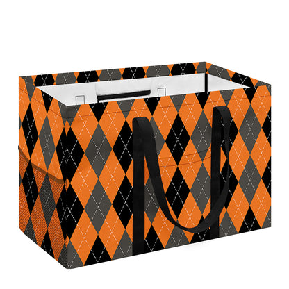 Orange Black And Grey Argyle Print Utility Tote Bag