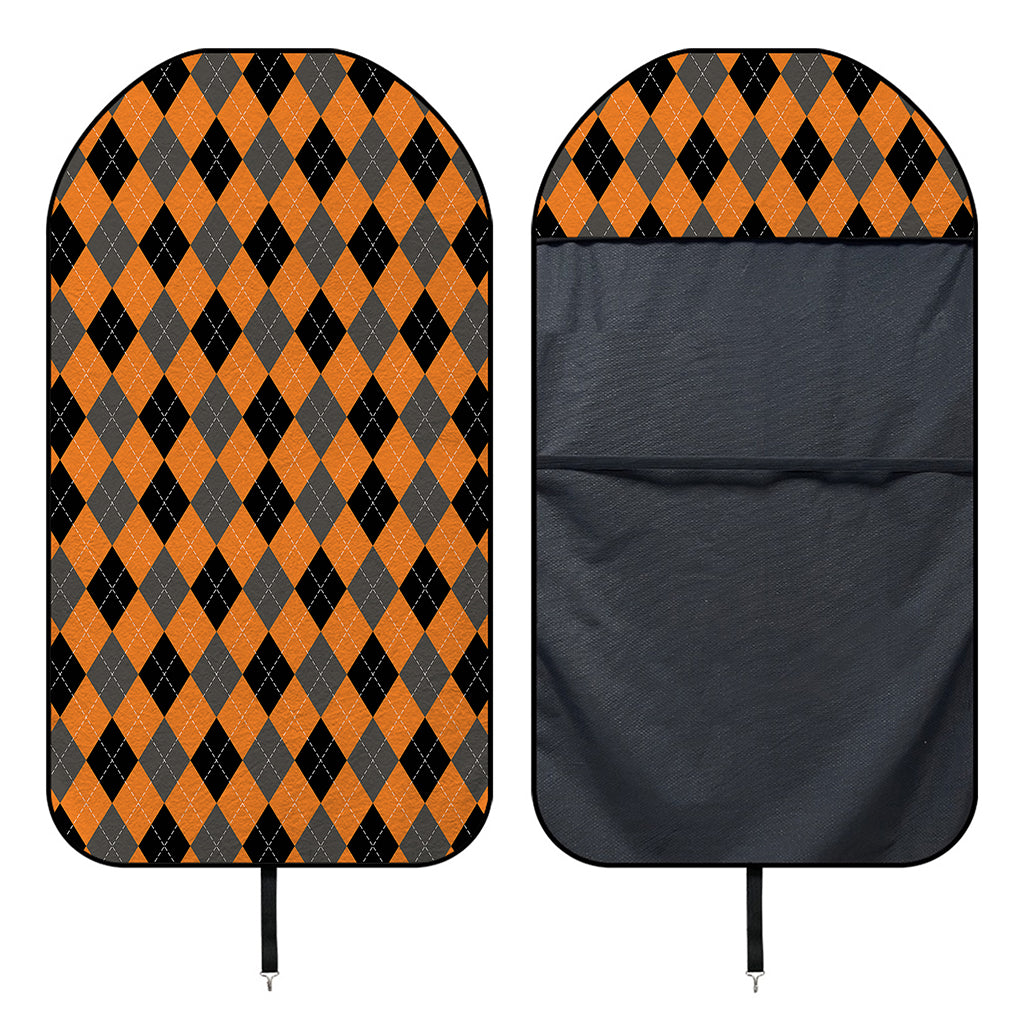 Orange Black And Grey Argyle Print Waterproof Car Seat Cover