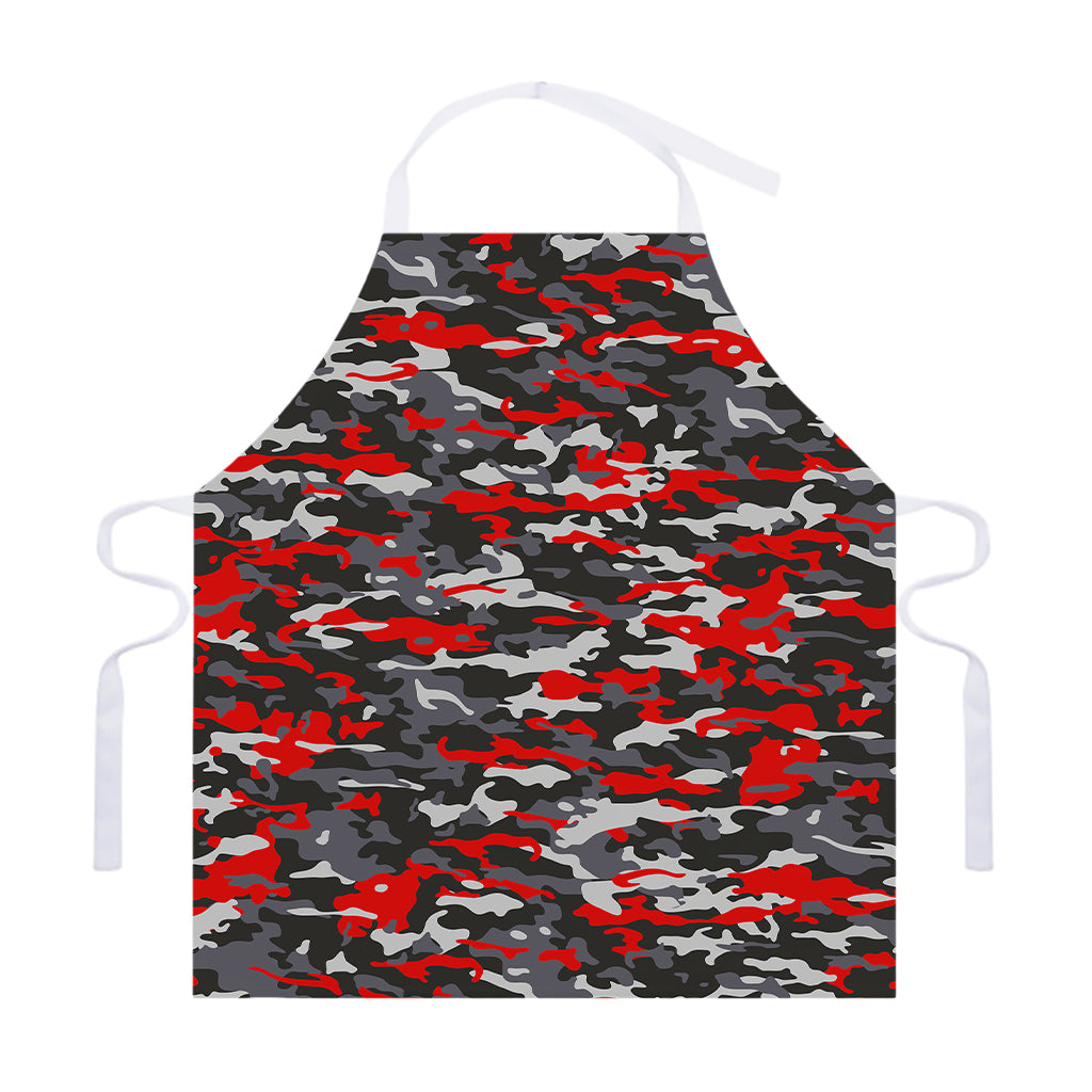Orange Black And Grey Camouflage Print Adjustable Apron