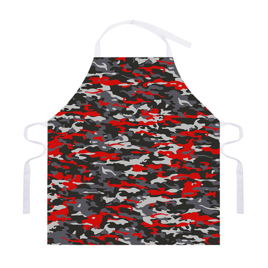 Orange Black And Grey Camouflage Print Adjustable Apron