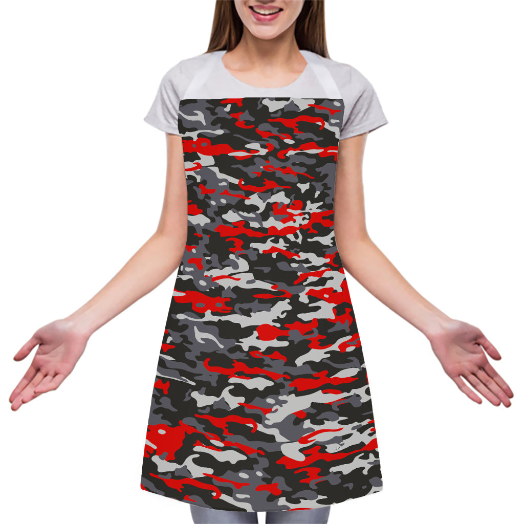 Orange Black And Grey Camouflage Print Adjustable Apron