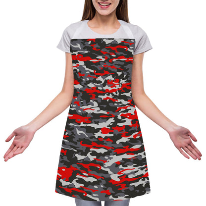 Orange Black And Grey Camouflage Print Adjustable Apron