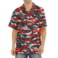 Orange Black And Grey Camouflage Print Aloha Shirt