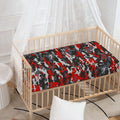 Orange Black And Grey Camouflage Print Baby Crib Sheet