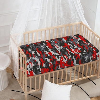 Orange Black And Grey Camouflage Print Baby Crib Sheet
