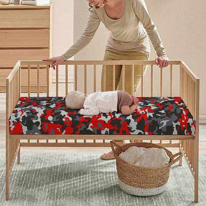 Orange Black And Grey Camouflage Print Baby Crib Sheet