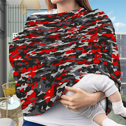 Orange Black And Grey Camouflage Print Baby Seat Cover