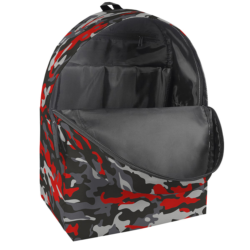 Orange Black And Grey Camouflage Print Backpack