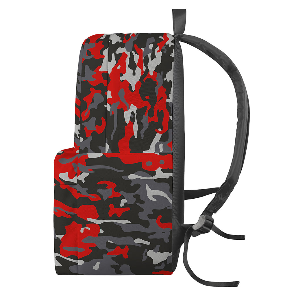 Orange Black And Grey Camouflage Print Backpack