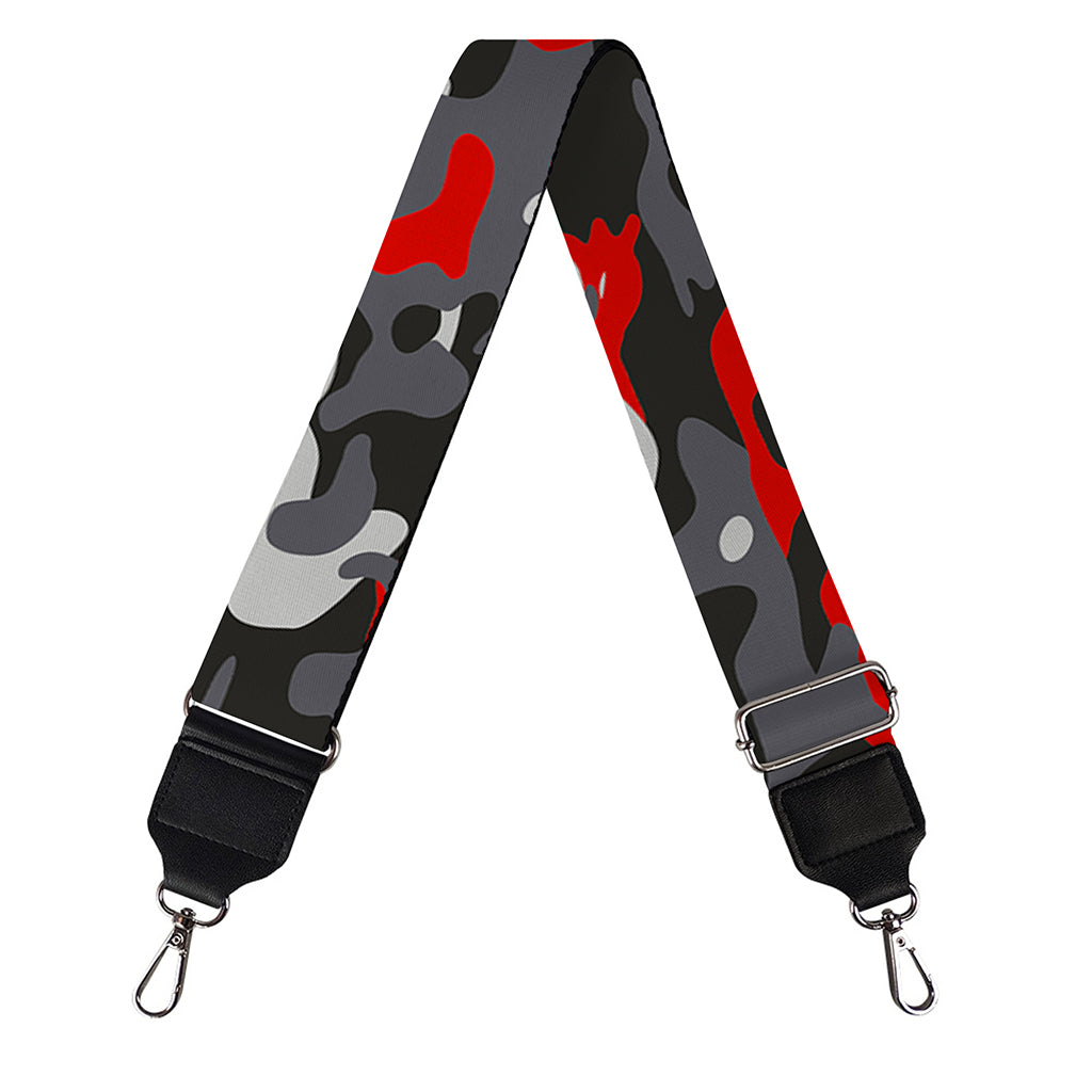 Orange Black And Grey Camouflage Print Bag Strap