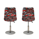 Orange Black And Grey Camouflage Print Bar Stool Covers
