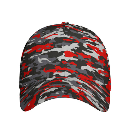 Orange Black And Grey Camouflage Print Baseball Cap