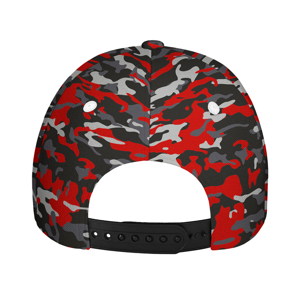 Orange Black And Grey Camouflage Print Baseball Cap