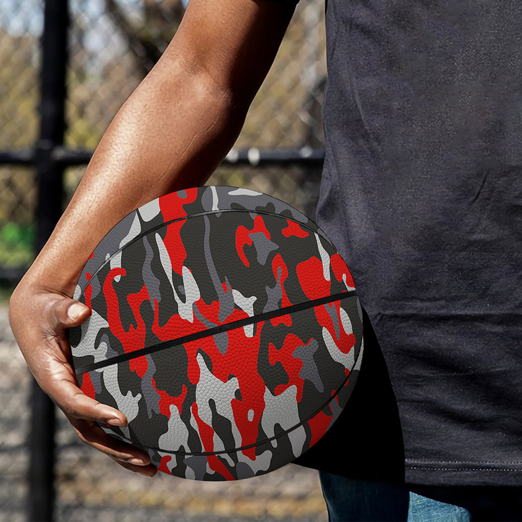 Orange Black And Grey Camouflage Print Basketball